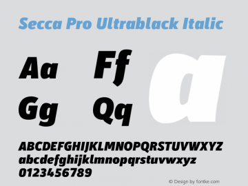 Secca Pro Ultrablack Italic Version 1.001图片样张