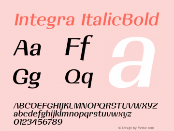 Integra ItalicBold 001.001 Font Sample