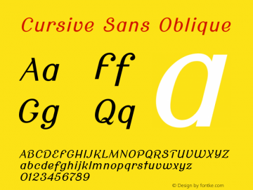 Cursive Sans Oblique Version 2.000 Font Sample