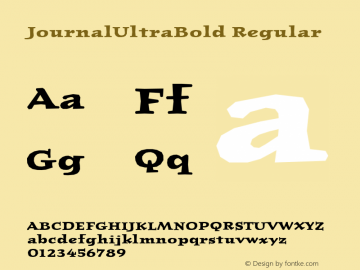 JournalUltraBold Regular Version 1.00 Font Sample