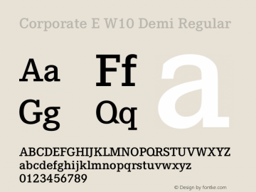 Corporate E W10 Demi Regular Version 1.00 Font Sample