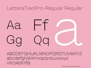 LetteraTextPro-Regular Regular Version 1.0 Font Sample