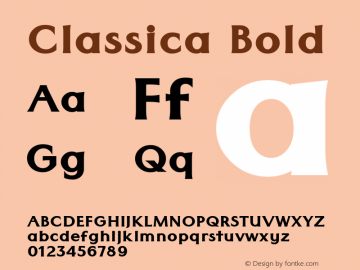 Classica Bold Version 1.001 Font Sample