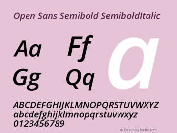 Open Sans Semibold SemiboldItalic Version 1.10图片样张