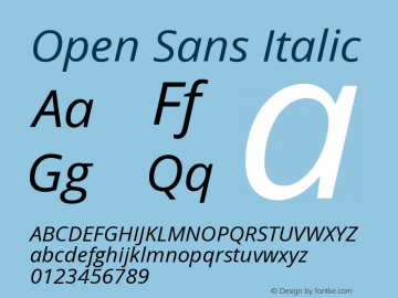 Open Sans Italic Version 1.10 Font Sample