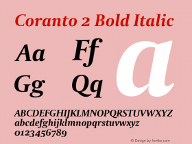 Coranto 2 Bold Italic Version 2.000 Font Sample