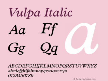Vulpa Italic Version 1.001图片样张