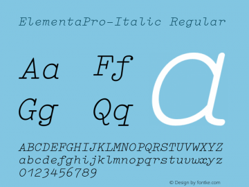 ElementaPro-Italic Regular Version 7.504; 2007; Build 1002图片样张