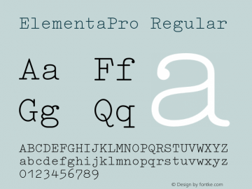 ElementaPro Regular Version 7.504; 2007; Build 1002 Font Sample