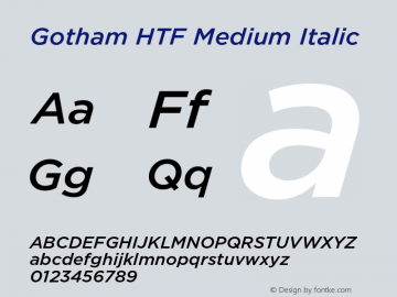 Gotham HTF Medium Italic 001.000 Font Sample