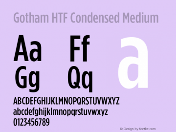 Gotham HTF Condensed Medium 001.000 Font Sample