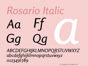 Rosario Italic Version 1.002 Font Sample