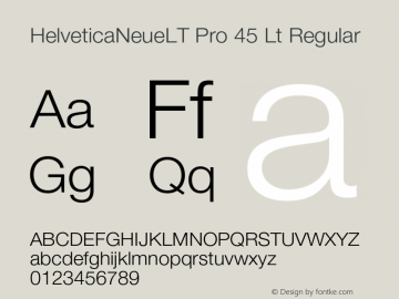 HelveticaNeueLT Pro 45 Lt Regular Version 1.000;PS 001.000;Core 1.0.38图片样张