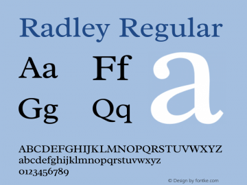 Radley Regular Version 1.002 Font Sample