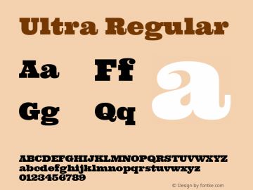 Ultra Regular Version 1.000 Font Sample