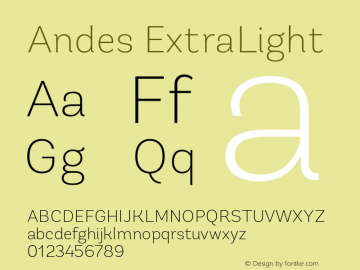 Andes ExtraLight 1.000 Font Sample