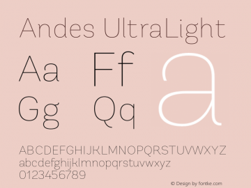 Andes UltraLight 1.000 Font Sample