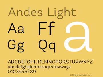 Andes Light 1.000 Font Sample