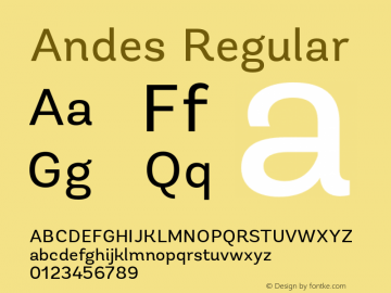 Andes Regular 1.000 Font Sample