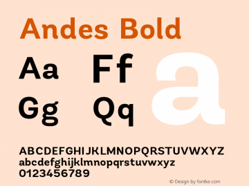 Andes Bold 1.000 Font Sample