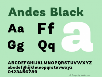 Andes Black 1.000 Font Sample