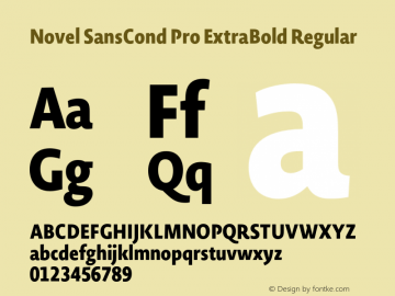 Novel SansCond Pro ExtraBold Regular 1.000 Font Sample