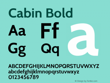 Cabin Bold Version 1.005 Font Sample