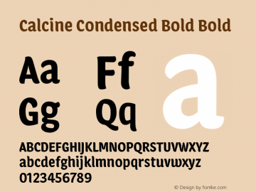 Calcine Condensed Bold Bold Version 1.000 Font Sample