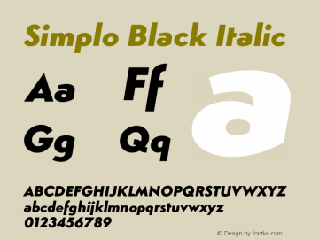 Simplo Black Italic Version 1.00 Font Sample