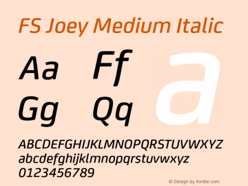 FS Joey Medium Italic Version 2.000 Font Sample
