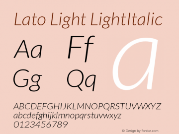 Lato Light LightItalic Version 1.104; Western+Polis图片样张