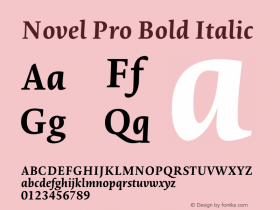 Novel Pro Bold Italic Version 1.005 Font Sample