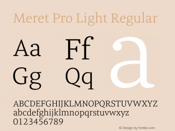 Meret Pro Light Regular Version 2.000;PS 1.000;hotconv 1.0.50;makeotf.lib2.0.16970图片样张