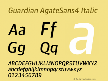 Guardian AgateSans4 Italic Version 1.001;PS 001.001;hotconv 1.0.57;makeotf.lib2.0.21895 Font Sample