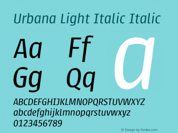 Urbana Light Italic Italic 002.000 Font Sample