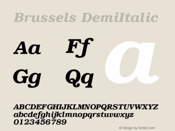 Brussels DemiItalic Version 1.20 Font Sample