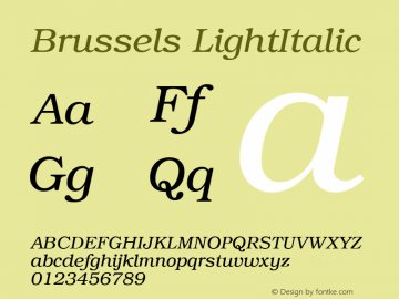 Brussels LightItalic Version 1.20图片样张