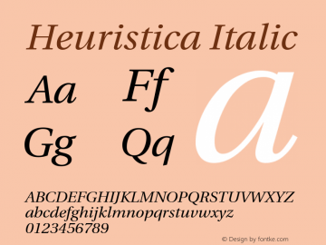 Heuristica Italic Version 0.1 Font Sample