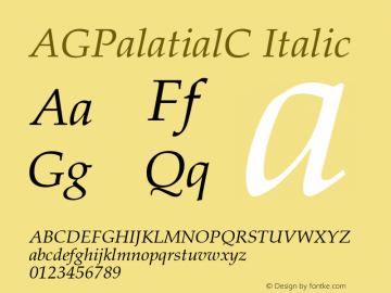 AGPalatialC Italic OTF 1.0;PS 1.000;Core 116;AOCW 1.0 161图片样张