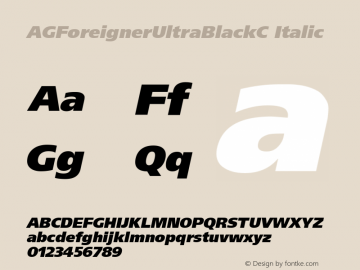 AGForeignerUltraBlackC Italic OTF 1.0;PS 001.000;Core 116;AOCW 1.0 161 Font Sample
