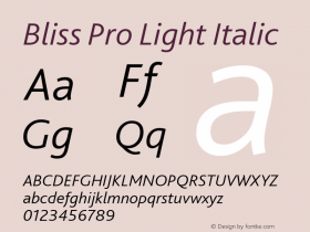 Bliss Pro Light Italic 001.001 Font Sample