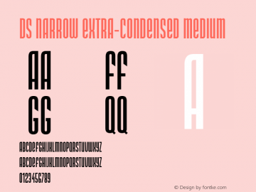 DS Narrow Extra-condensed Medium Version 1.0; 2001; initial release Font Sample