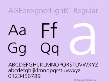 AGForeignerLightC Regular OTF 1.0;PS 001.000;Core 116;AOCW 1.0 161 Font Sample