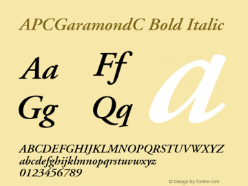 APCGaramondC Bold Italic OTF 1.0;PS 001.000;Core 116;AOCW 1.0 161 Font Sample