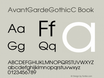 AvantGardeGothicC Book Version 001.000 Font Sample
