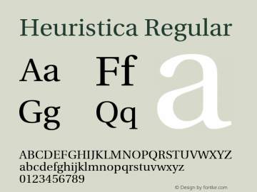 Heuristica Regular Version 0.1 Font Sample