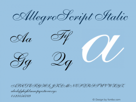 AllegroScript Italic OTF 1.0;PS 001.001;Core 116;AOCW 1.0 161图片样张