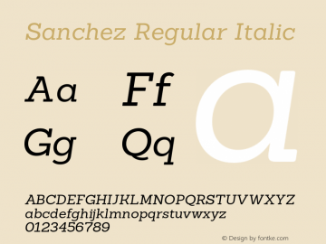 Sanchez Regular Italic Version 001.000 Font Sample