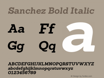 Sanchez Bold Italic Version 001.000 Font Sample