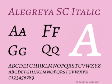 Alegreya SC Italic Version 1.004 Font Sample
